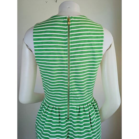J.Crew Sleeveless Fit & Flare Minidress Size Small Green White Stripe Pockets - Picture 9 of 12